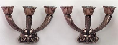 Pair of French 1940s Bronze Wall Sconces
