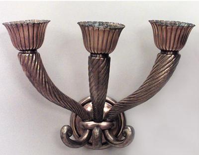 Pair of French 1940s Bronze Wall Sconces