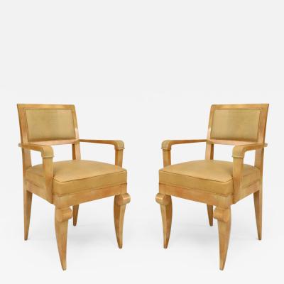 Pair of French 1940s Sycamore Armchairs