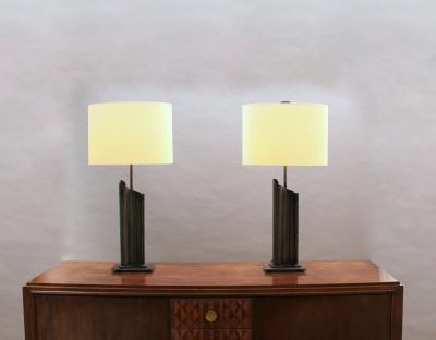 Pair of French 1970 s Metal Table Lamps