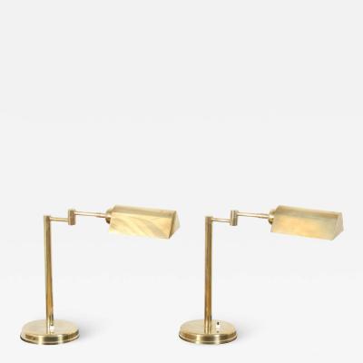 Pair of French 1970s Brass Library Lights