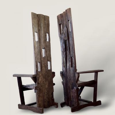 Pair of French 1970s Brutalist Chairs