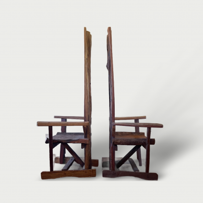 Pair of French 1970s Brutalist Chairs