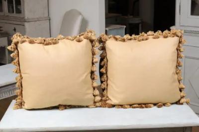 Pair of French 19th Century Aubusson Tapestry Pillows with Floral Decor