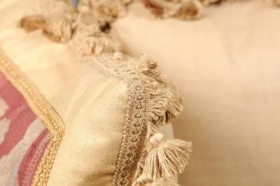 Pair of French 19th Century Aubusson Tapestry Pillows with Floral Decor
