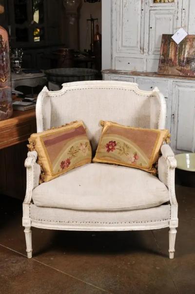 Pair of French 19th Century Aubusson Tapestry Pillows with Flowers and Tassels