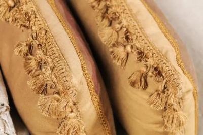 Pair of French 19th Century Aubusson Tapestry Pillows with Flowers and Tassels