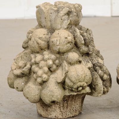 Pair of French 19th Century Cast Stone Fruitage Finials