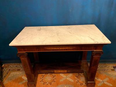 Pair of French 19th Century Charles X Console Tables with Carrara Marble Top