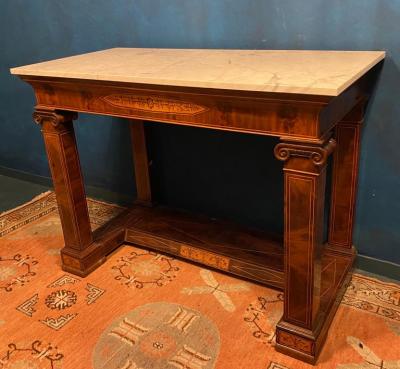 Pair of French 19th Century Charles X Console Tables with Carrara Marble Top