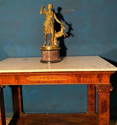 Pair of French 19th Century Charles X Console Tables with Carrara Marble Top