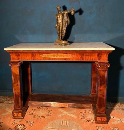 Pair of French 19th Century Charles X Console Tables with Carrara Marble Top