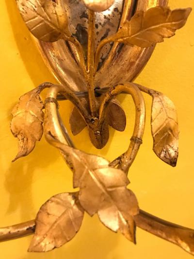 Pair of French 19th Century Giltwood Mirrored Back Wall Sconces