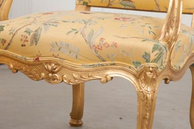 Pair of French 19th Century Gold Gilt Louis XV Armchairs
