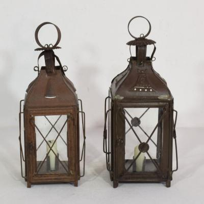 Pair of French 19th Century Metal Lanterns