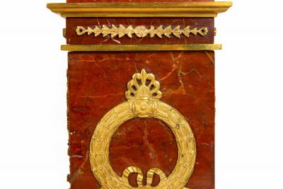 Pair of French 19th Century Neoclassical Bronze and Red Marble Lamps