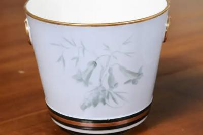 Pair of French 19th Century Paris Porcelain Cachepots Planters with Bird Motifs