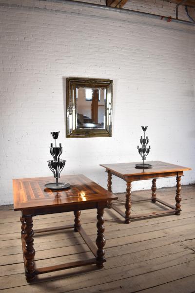 Pair of French Alsace 18th Century TrompeLOeil Veneered Rectangular Tables