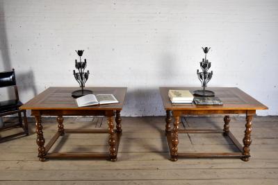 Pair of French Alsace 18th Century TrompeLOeil Veneered Rectangular Tables