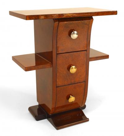 Pair of French Art Deco Amboyna Wooden End Tables