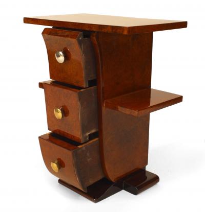 Pair of French Art Deco Amboyna Wooden End Tables