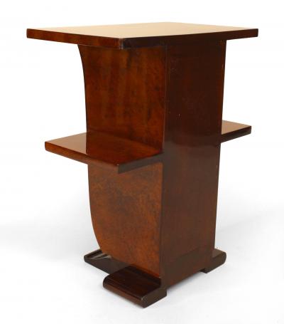Pair of French Art Deco Amboyna Wooden End Tables