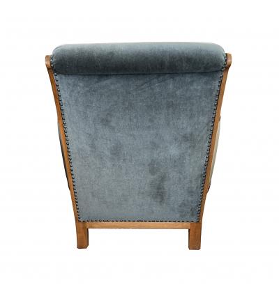 Pair of French Art Deco Carved Maple Upholstered Armchairs Bergeres