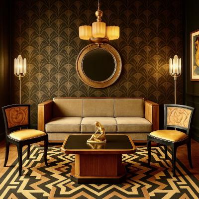 Pair of French Art Deco Carved Nude Panel Side Chairs ca 1930