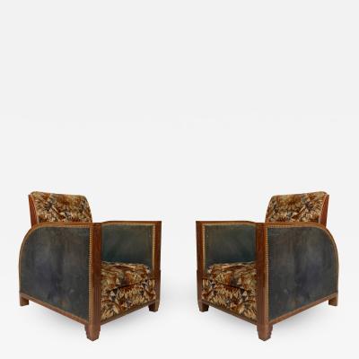 Pair of French Art Deco Dufrene Club Chairs