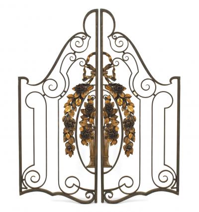 Pair of French Art Deco Iron and Gilt Gates