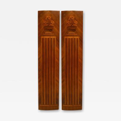 Pair of French Art Deco Kingwood Pilaster Panels
