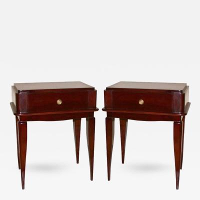 Pair of French Art Deco Mahogany Side Tables