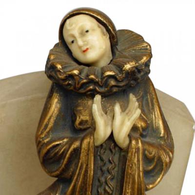 Pair of French Art Deco Marble Harlequin Bookends