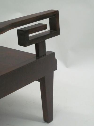 Pair of French Art Deco Modern Neoclassical Teak Lounge Chairs