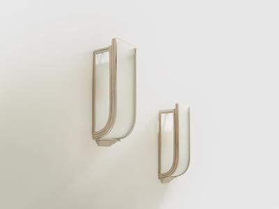 Pair of French Art Deco Modernist nickel steel opaline wall lights 1930