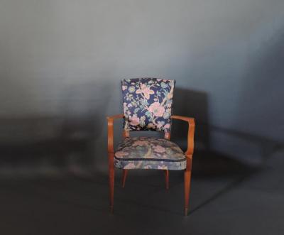 Pair of French Art Deco Stained Beech Armchairs
