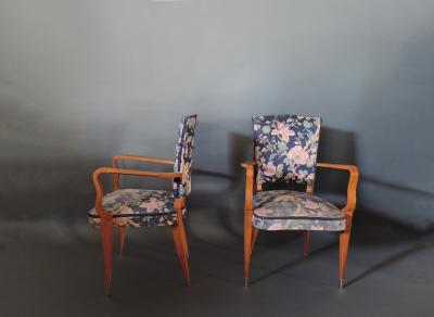 Pair of French Art Deco Stained Beech Armchairs