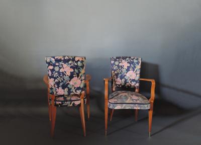 Pair of French Art Deco Stained Beech Armchairs