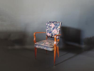 Pair of French Art Deco Stained Beech Armchairs