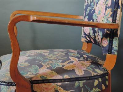 Pair of French Art Deco Stained Beech Armchairs