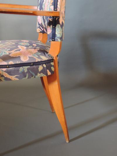 Pair of French Art Deco Stained Beech Armchairs