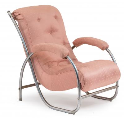 Pair of French Art Deco Tubular Pink Arm Chair