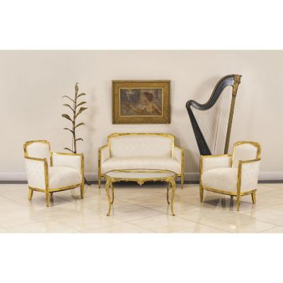 Pair of French Art Deco White Star Arm Chair