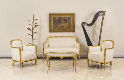 Pair of French Art Deco White Star Arm Chair