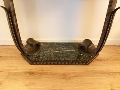Pair of French Art Deco Wrought Iron Marble Consoles