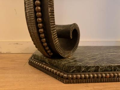 Pair of French Art Deco Wrought Iron Marble Consoles