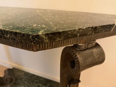 Pair of French Art Deco Wrought Iron Marble Consoles