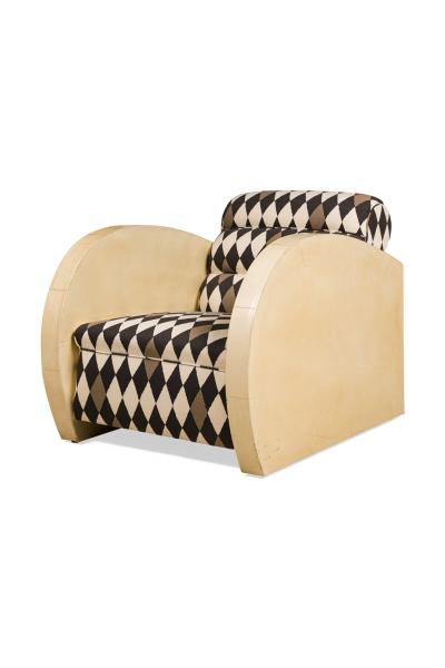 Pair of French Art Deco parchment veneered club chairs