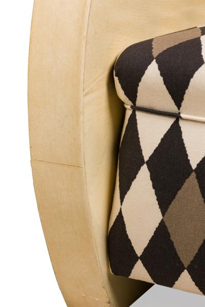 Pair of French Art Deco parchment veneered club chairs