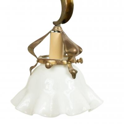 Pair of French Art Nouveau Brass Fleur de Lis Wall Sconces